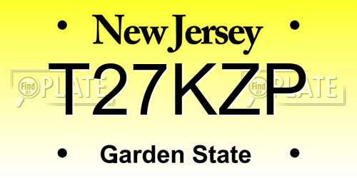 T27KZP New Jersey License Plate