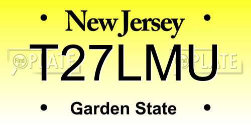 T27LMU New Jersey License Plate