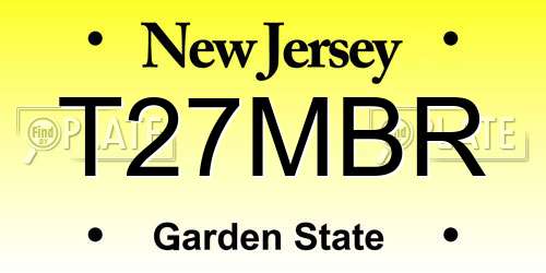 T27MBR New Jersey License Plate