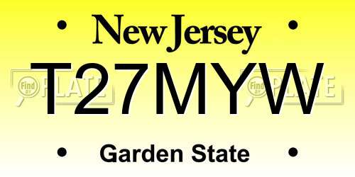 T27MYW New Jersey License Plate
