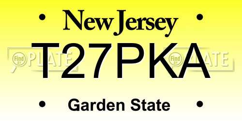 T27PKA New Jersey License Plate