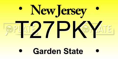 T27PKY New Jersey License Plate