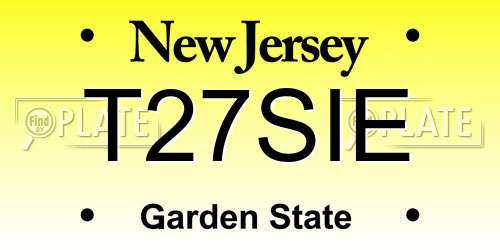 T27SIE New Jersey License Plate