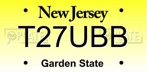 T27UBB New Jersey License Plate