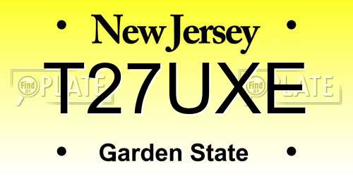 T27UXE New Jersey License Plate