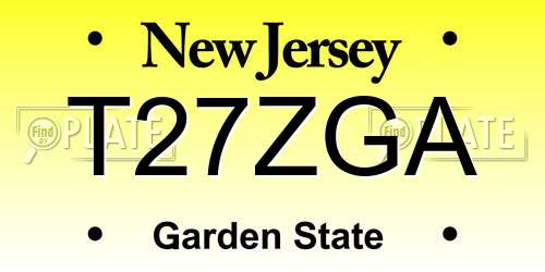 T27ZGA New Jersey License Plate