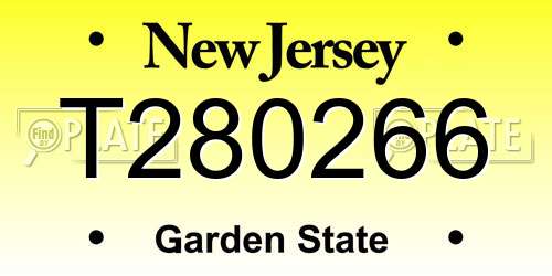 T280266 New Jersey License Plate