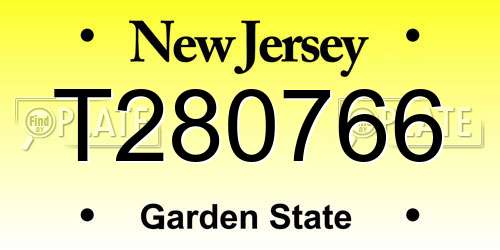 T280766 New Jersey License Plate