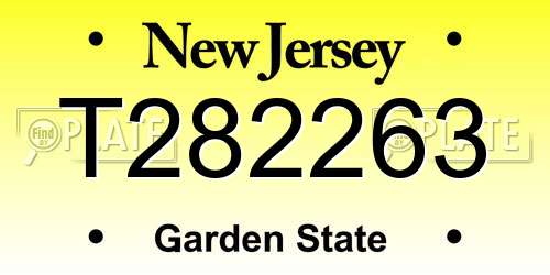 T282263 New Jersey License Plate