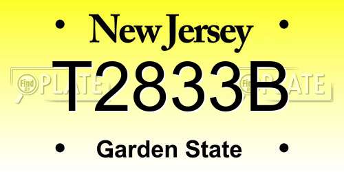 T2833B New Jersey License Plate