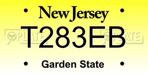 T283EB New Jersey License Plate