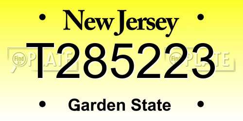 T285223 New Jersey License Plate