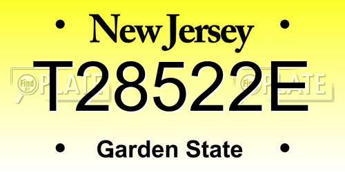 T28522E New Jersey License Plate