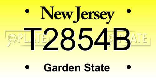 T2854B New Jersey License Plate