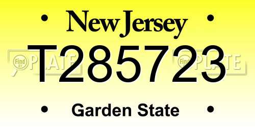 T285723 New Jersey License Plate