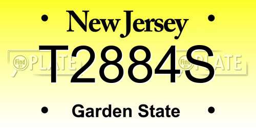 T2884S New Jersey License Plate