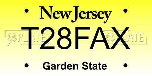 T28FAX New Jersey License Plate