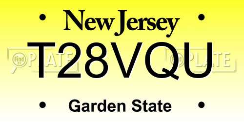 T28VQU New Jersey License Plate