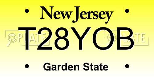 T28YOB New Jersey License Plate