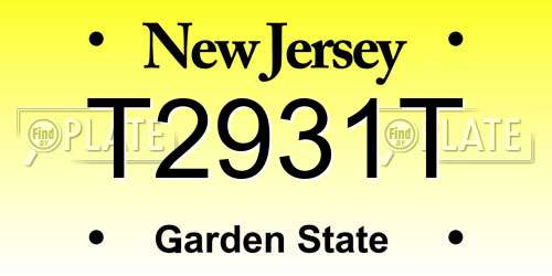 T2931T New Jersey License Plate