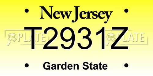 T2931Z New Jersey License Plate