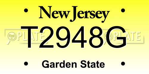 T2948G New Jersey License Plate