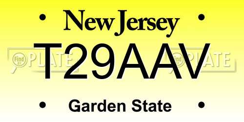 T29AAV New Jersey License Plate