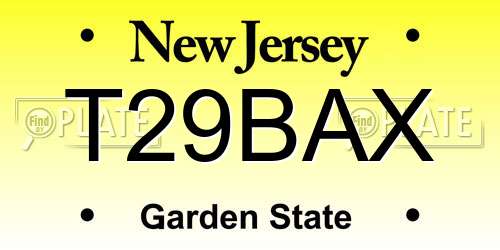 T29BAX New Jersey License Plate