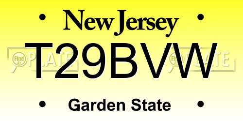 T29BVW New Jersey License Plate