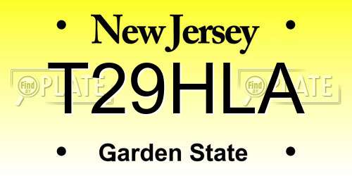 T29HLA New Jersey License Plate
