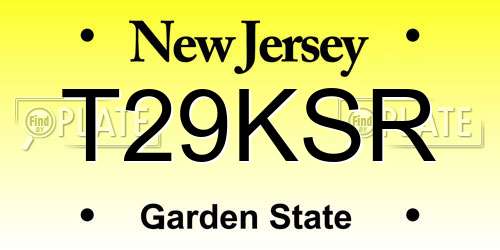 T29KSR New Jersey License Plate