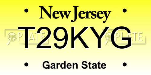 T29KYG New Jersey License Plate