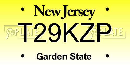 T29KZP New Jersey License Plate