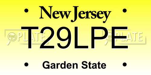 T29LPE New Jersey License Plate
