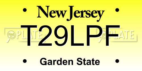 T29LPF New Jersey License Plate