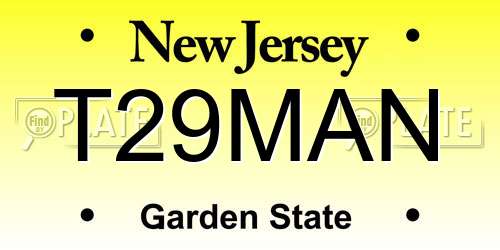 T29MAN New Jersey License Plate