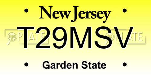 T29MSV New Jersey License Plate