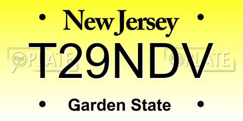 T29NDV New Jersey License Plate