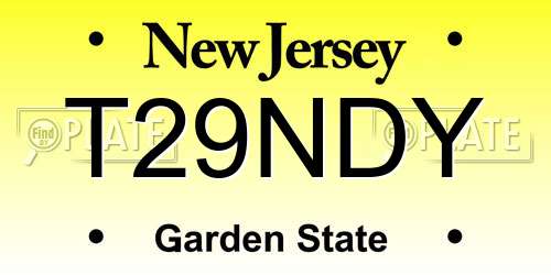 T29NDY New Jersey License Plate