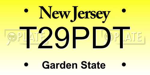 T29PDT New Jersey License Plate