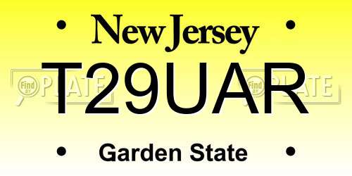 T29UAR New Jersey License Plate