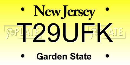 T29UFK New Jersey License Plate