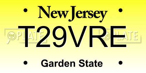 T29VRE New Jersey License Plate