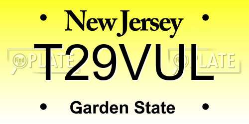 T29VUL New Jersey License Plate