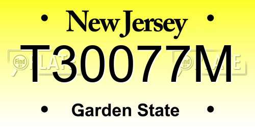 T30077M New Jersey License Plate