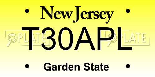 T30APL New Jersey License Plate