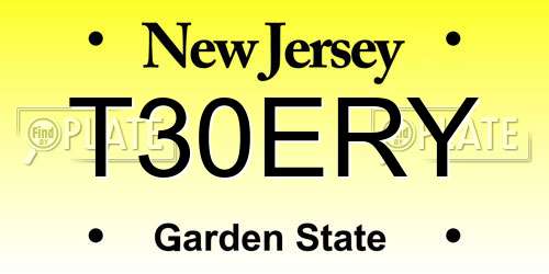 T30ERY New Jersey License Plate