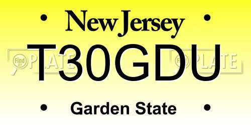 T30GDU New Jersey License Plate