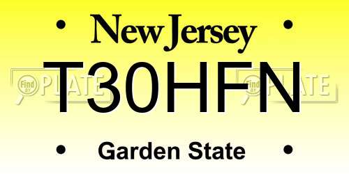 T30HFN New Jersey License Plate
