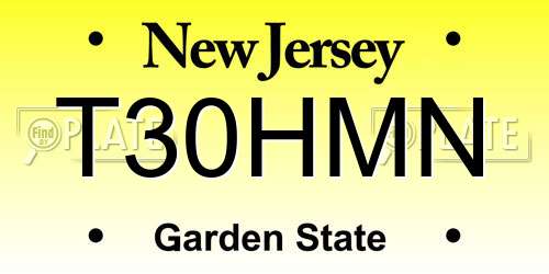 T30HMN New Jersey License Plate